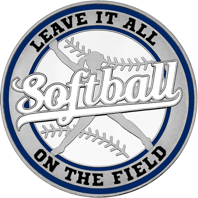 White "Softball" with Navy Blue Outer Circular Borders